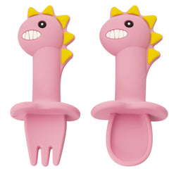 2pcs Baby Silicone Chewing Utensils Set for Self Feeding Stage 1