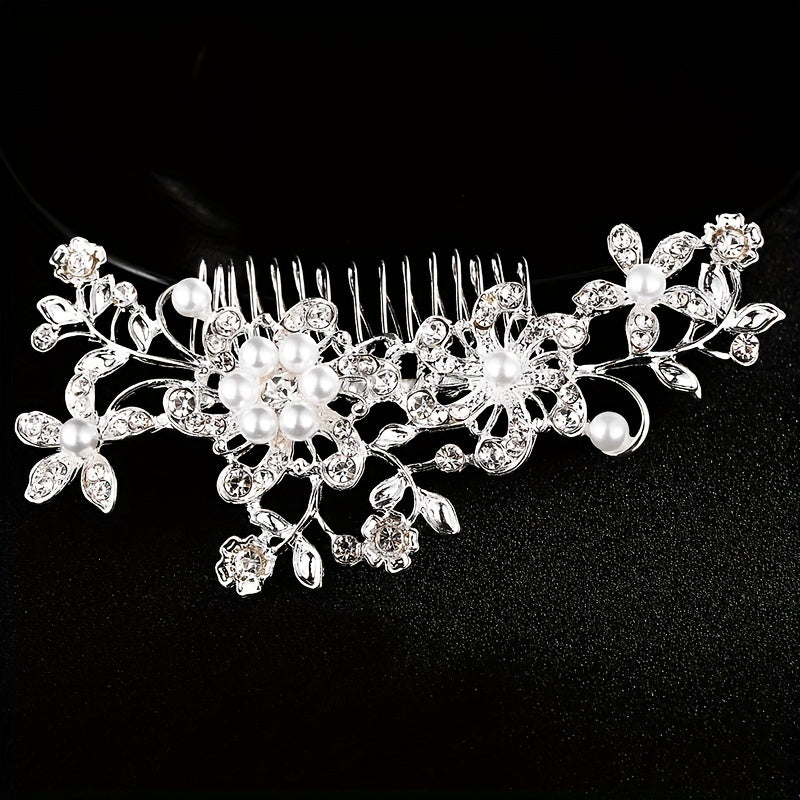 Bridal Rhinestone Hair Comb Faux Pearl Wedding Accessories