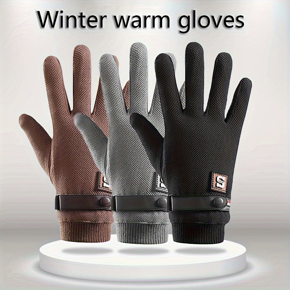 Velvet Thickened Warm Gloves Touch Screen Gloves For Cycling Running