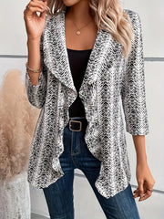  Chevron Print Open Front Cardigan