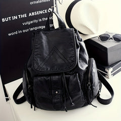 Vintage Pocket Backpack Purse Retro Flap Preppy School Bag Women's All Match