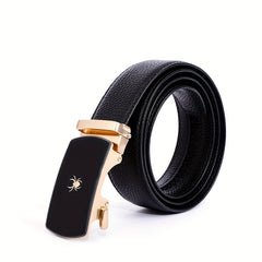Men's Leather Business Belt Spider Pattern Automatic Buckle Belt