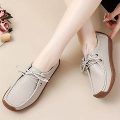 Women's Lace Up Loafers Square Toe Flats