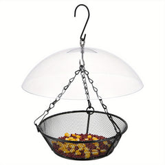 Rainproof Hanging Baffler Bird Feeder with Protective Cover for Outdoor Use