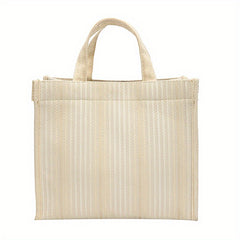 Striped Canvas Tote Satchel Bag Lightweight Shoulder Bag