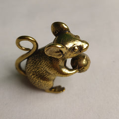 Brass Lucky Mouse Key Chain Gift Tea Pet Bag Ornament Pendant