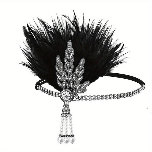 Faux Feather Alloy Rhinestone Headband 4876