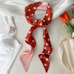 Heart Print Scarves Headband Flower Pattern Ribbon Hair Scarf