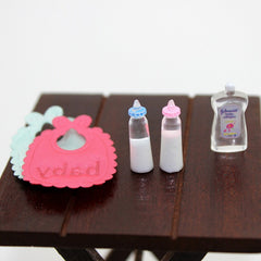 DOLLHOUSE Food Toy Scene Model Dollhouse with Mini Bottle Napkin Set