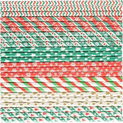 80pcs Christmas Paper Straws Decorative Straws Christmas Party Supplies