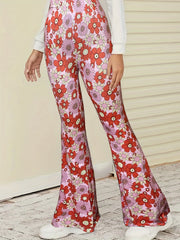 Women's Plus Floral Print High Rise Flare Leg Pants