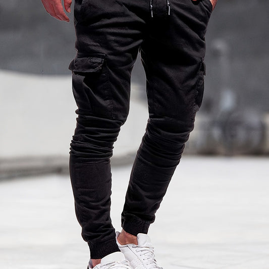 Men's Drawstring Cargo Pants Slim Fit Casual Outdoor Pants