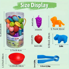 Fruit Theme Counting & Sorting Game with Bowl, Spoons & Balls