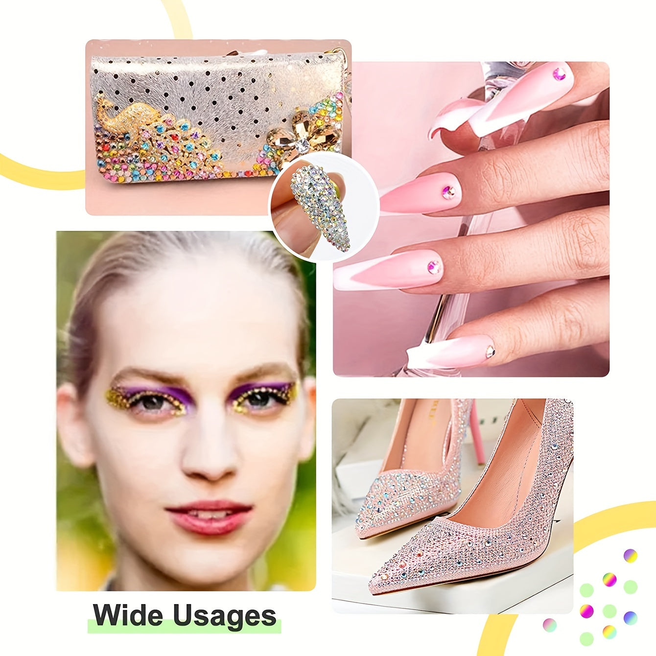 400 pcs Clear Diamond Rhinestones for Nail Art and Crafts
