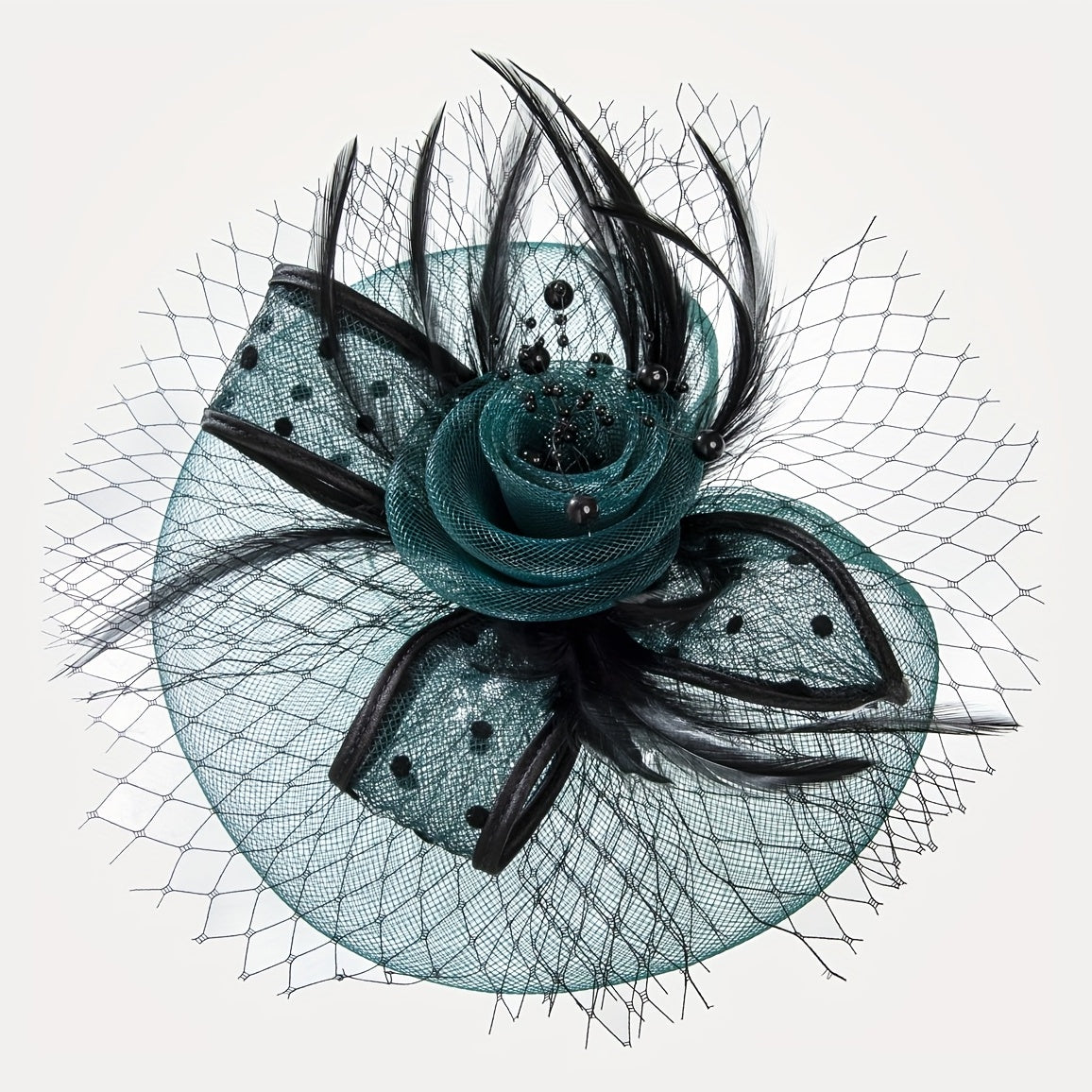 Faux Feather Mesh Veil Fascinator for Tea Party, Birthday Party, Horse Racing