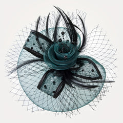 Faux Feather Mesh Veil Fascinator for Tea Party, Birthday Party, Horse Racing