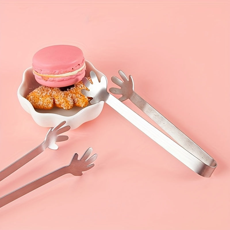 Stainless Steel Palm Leaf Heart Shaped Ice Tong Bar Coffee Milk Tea Sugar Clip