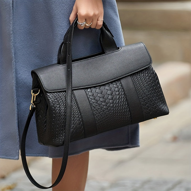 Textured Handbag Flap Satchel Bag Women's Versatile Purse