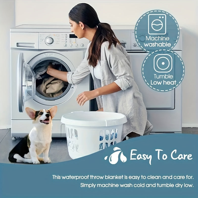 Waterproof Dog Blanket Reversible 3D Sherpa Pet Throw Blanket for Large Dogs