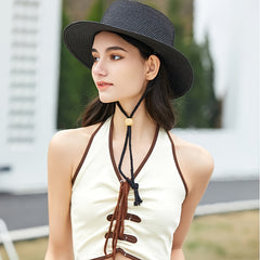 Flat Brim Cowboy Cowgirl Hat Visor Hat Women Lightweight & Breathable