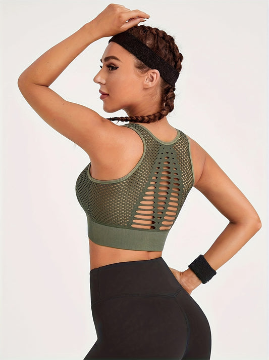 High Elastic Wide Strap Sports Bra Cutout Fitness Yoga Running Bra