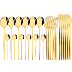 24pcs Stainless Steel Cutlery Set Fork Spoon Tableware Set Dinnerware Set