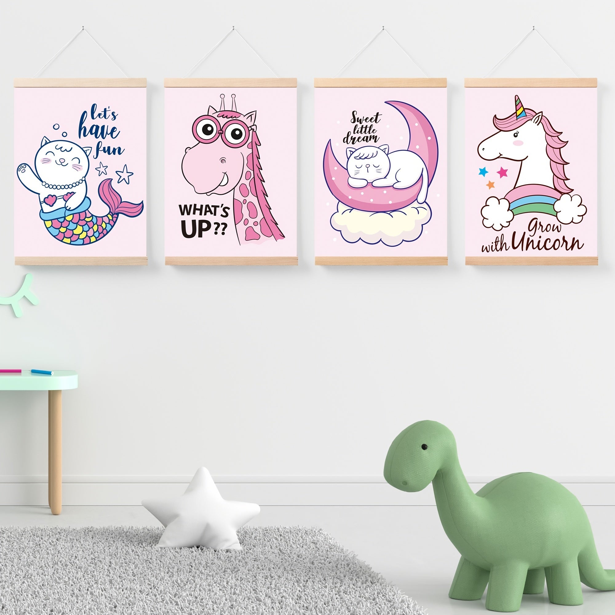 4pcs Animal Themed Wall Hangings for Room Decor, No Frame