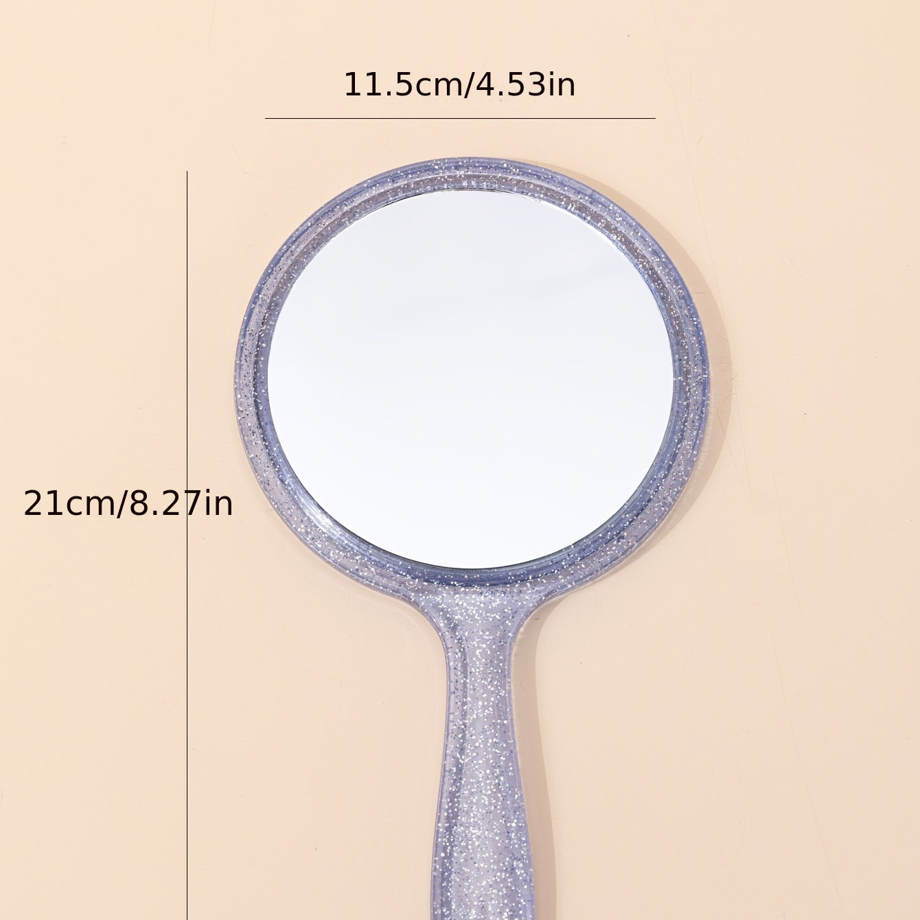 Round Handheld Makeup Vanity Mirror Bright Purple Handle