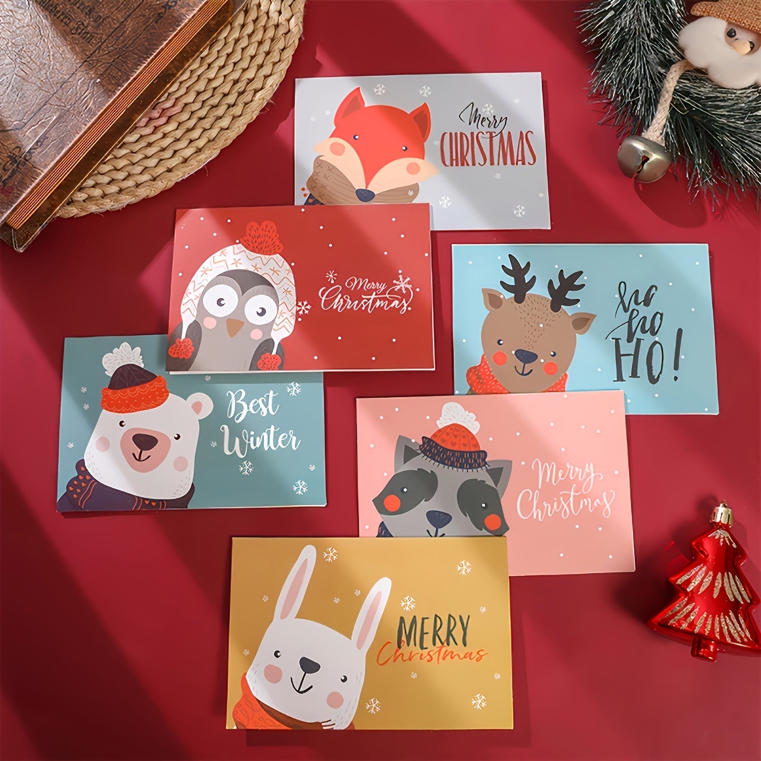 6pcs Christmas Cards Set with Envelopes & Stickers