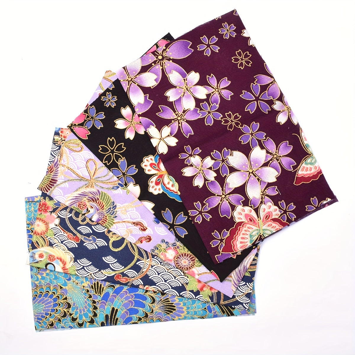 5pcs Japanese Cotton Fabric Bundle for Patchwork Sewing Dolls & Bags 20x25cm