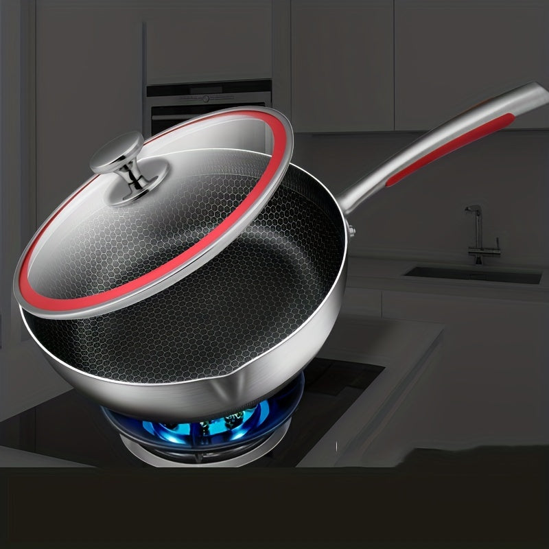Stainless Steel Wok 29cm Honeycomb Coating Deep Frying Pan