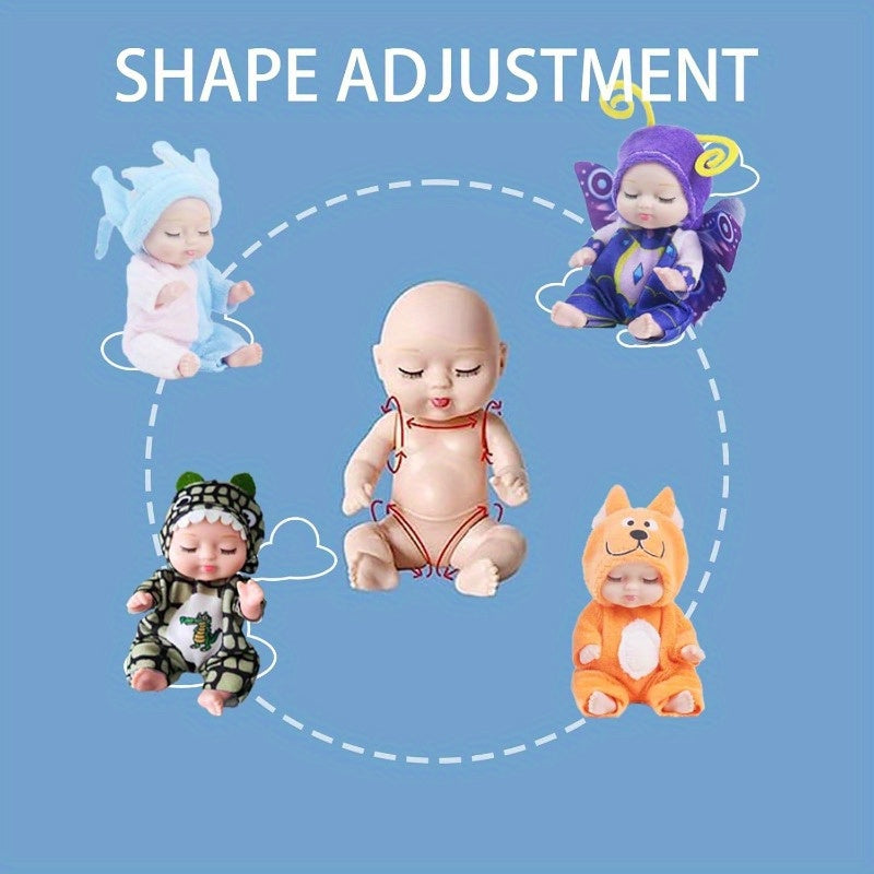 Mini Baby Dolls 4 Inch Realistic PVC Assorted Doll Set with Pajamas