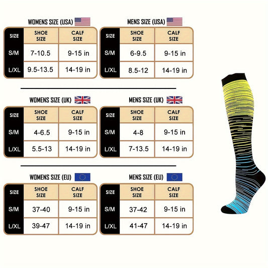 6 Pairs Compression Socks for Men and Women - Knee High Compression Stocking