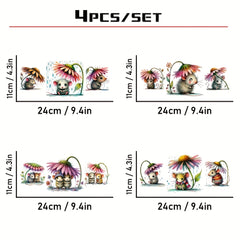 4pcs UV DTF Stickers Set for 16oz Glasses and Coffee Cups