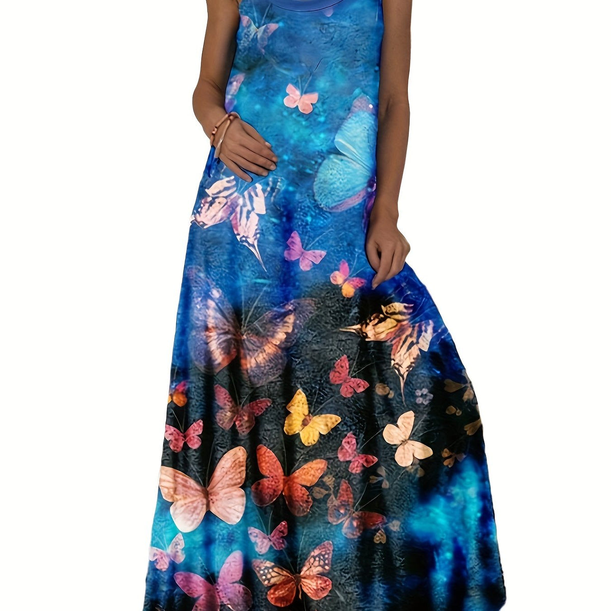  Star & Butterfly Print Maxi Cami Dress