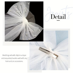 Pearl Bow & Tulle Ribbon Bridal Headpiece Set