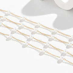 Faux Pearl Multilayer Necklace Chain Pendant Delicate Party Women Girls Gift