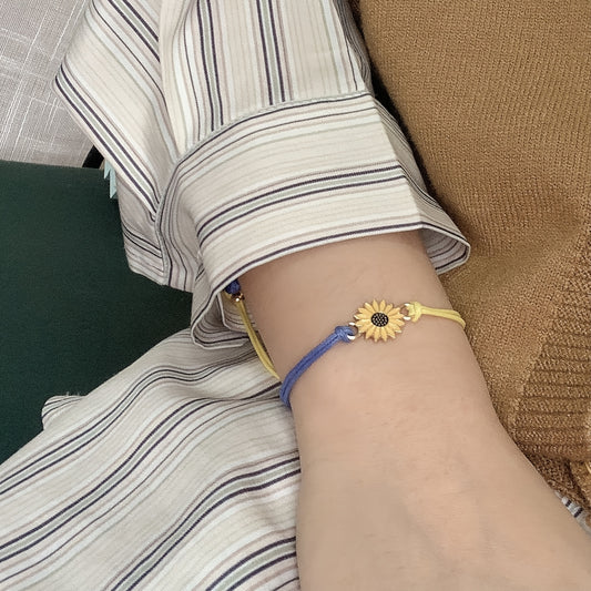 Men's Alloy Sunflower Yellow Friendship Bracelet