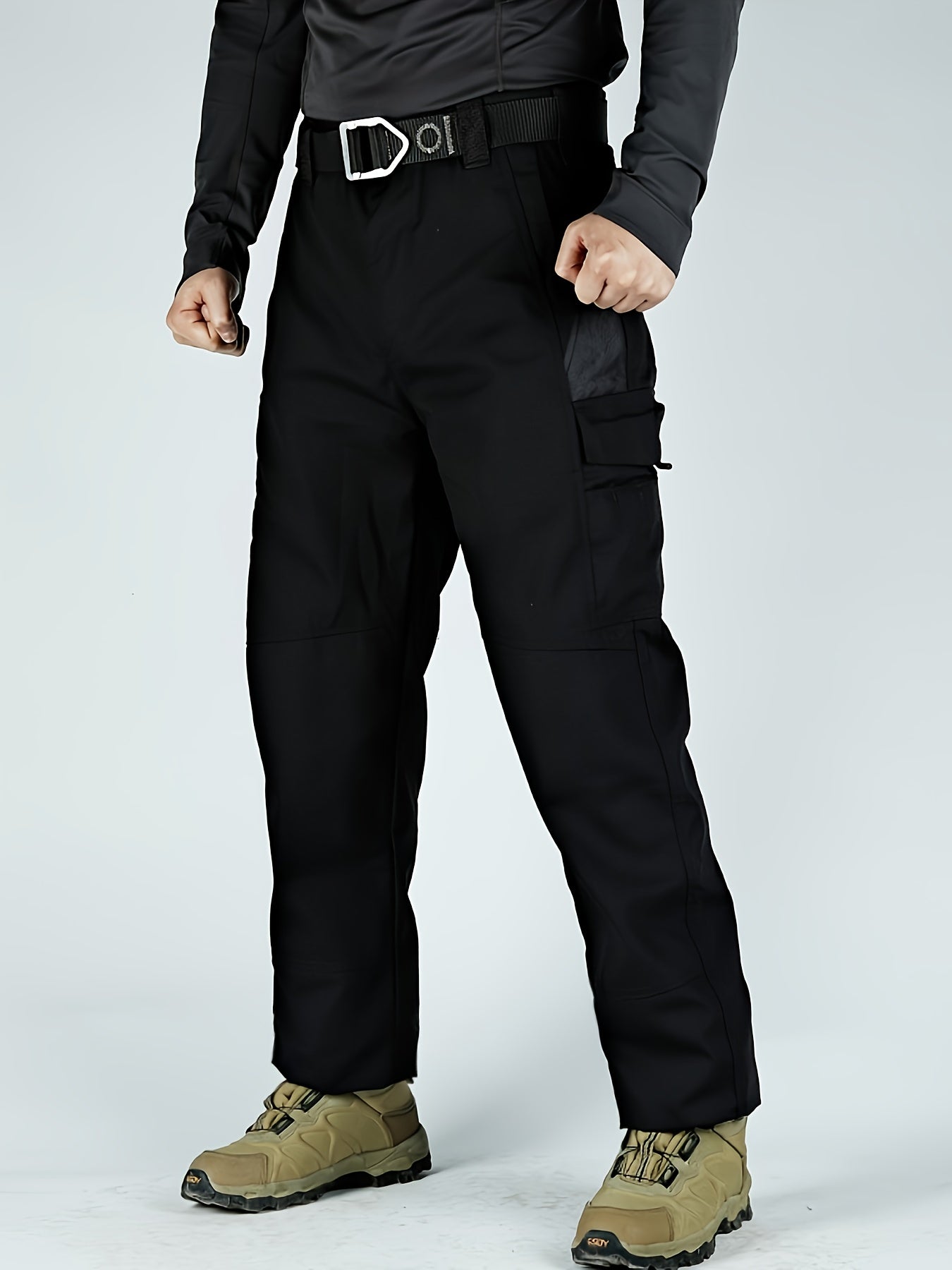 Men's Block Straight Leg Cargo Pants Loose Casual Outdoor Pants