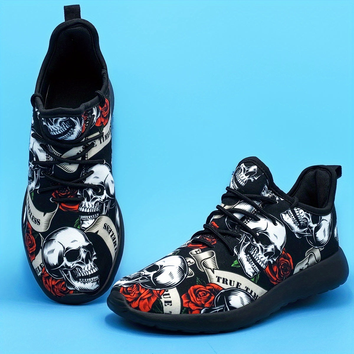 Men's Skull Print Lightweight Running Shoes Soft Sole Non slip Sneakers