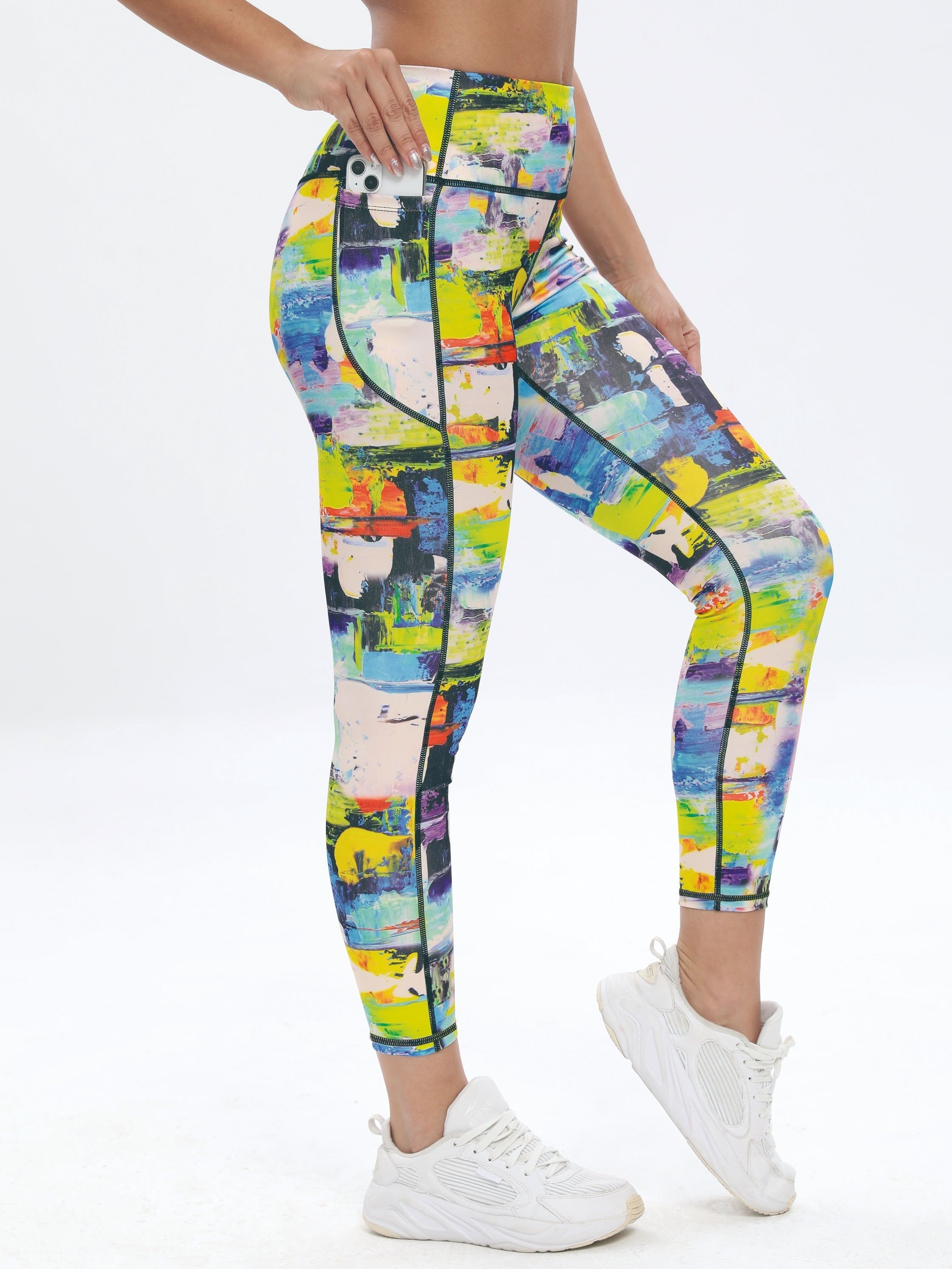 Women's All Over Print High Waist Yoga Pants with Pocket