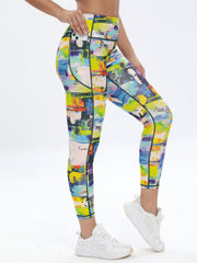 Women's All Over Print High Waist Yoga Pants with Pocket