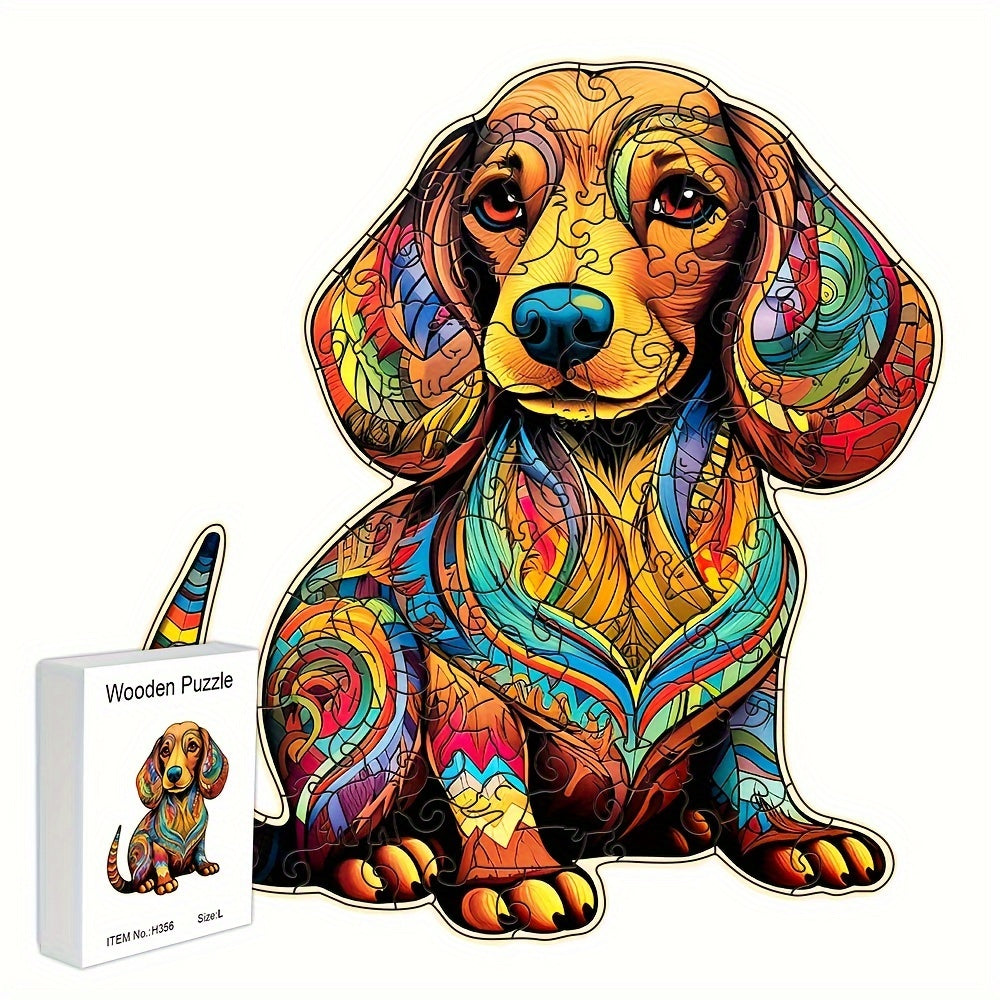 Wooden Dog Jigsaw Puzzle Irregular Shape Christmas Gift
