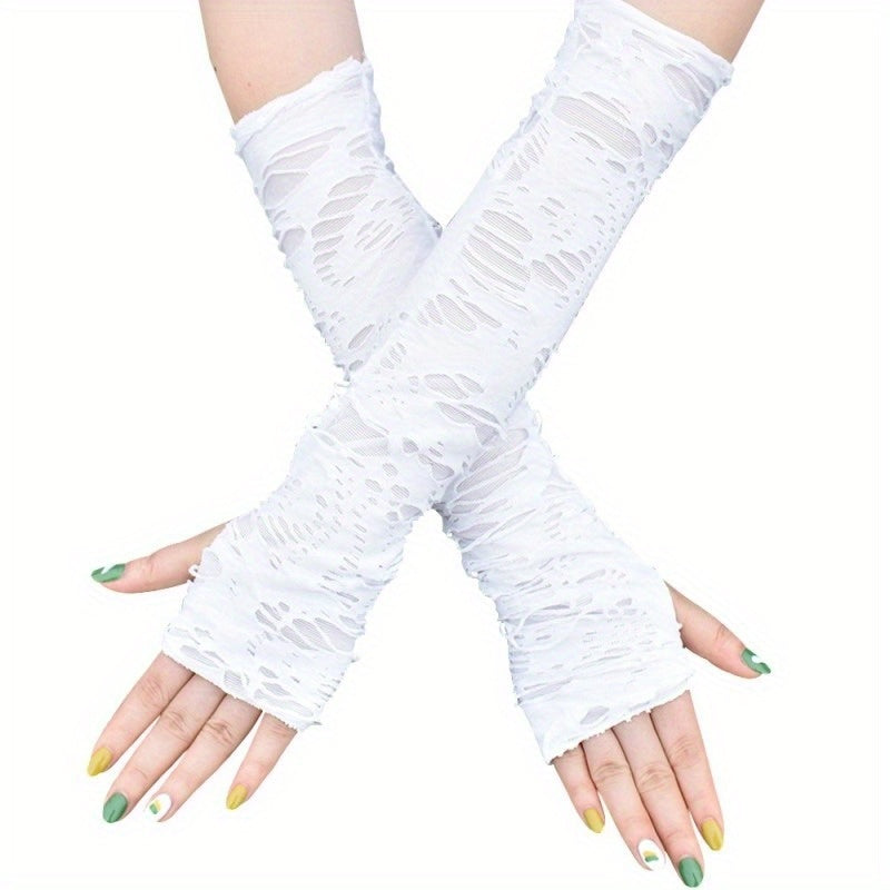 Stylish Ripped Fingerless Gloves for Party