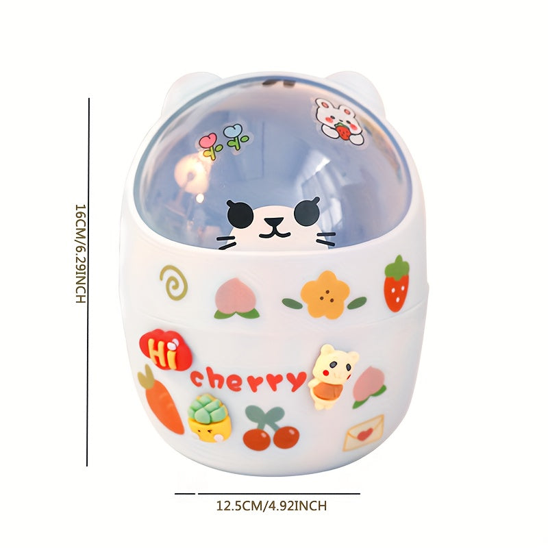 Small Desktop Trash Can Cartoon Garbage Can with Lid