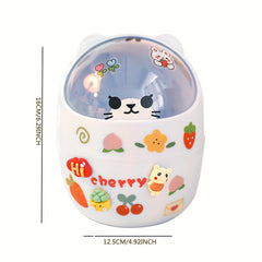 Small Desktop Trash Can Cartoon Garbage Can with Lid