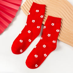 5 Pairs Christmas Socks Pack Mixed Pattern Red Serie Women's Stockings