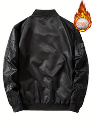 Men's Solid Embroidered Jacket - Windproof & Waterproof