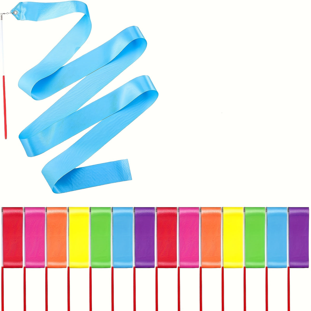 14pcs Dance Ribbon Streamer Rhythmic Gymnastics Ribbon Wand