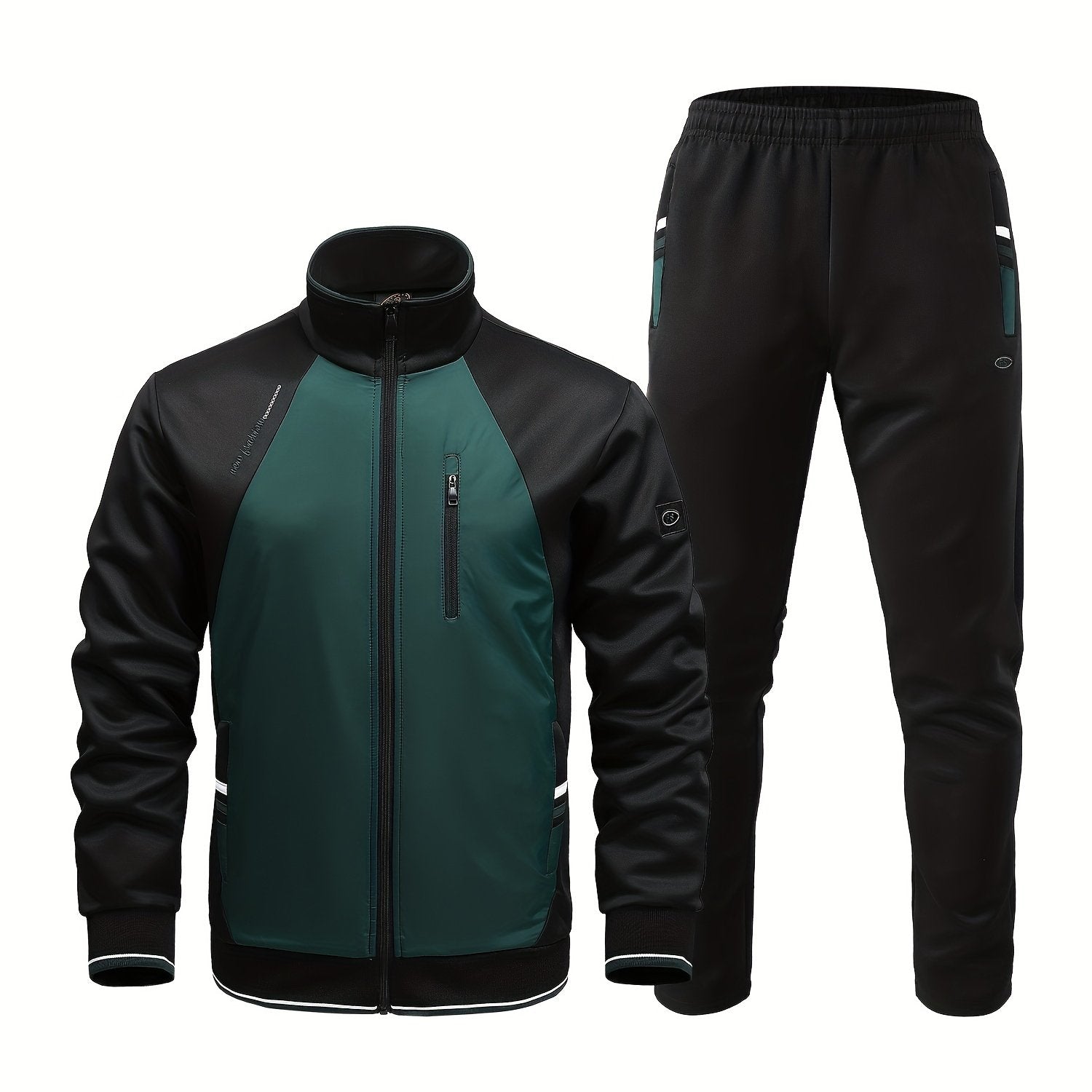 Men's Zip Up Jacket & Pants Set, Stylish 2pcs